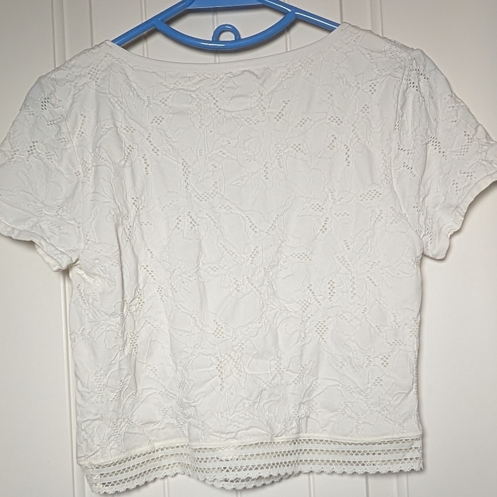 SALE -- Aerie Superchill Women's White Rib Baby Crop T-Shirt, Women's Size XL - Picture 9 of 10